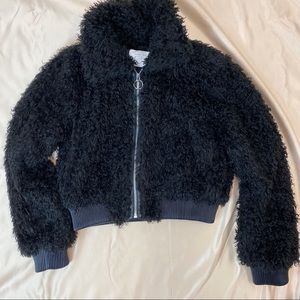 Zara Fuzzy Black Crop Jacket